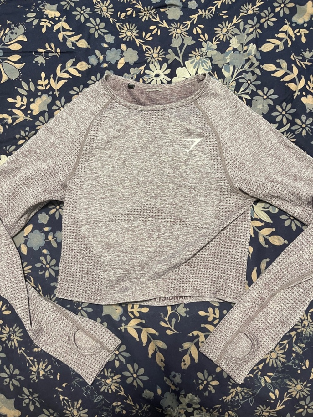 Gymshark Heathered Mauve Cropped Long Sleeve Top